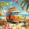 Camping Van at the Beach – Bluebird Puslespil med 1000 Brikker