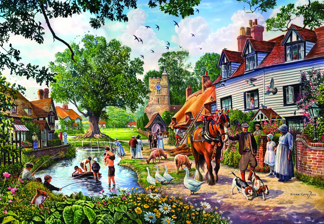 A Village in Summer Puslespil 1000 Brikker