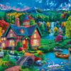 Colourful House near the Lake Puslespil 1000 Brikker