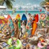 Dogs and Cats at the Beach Puslespil 2000 Brikker