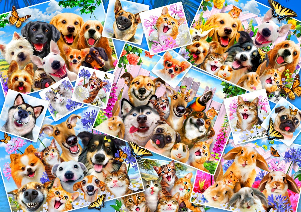 Selfie Pet Collage Puslespil 1000 Brikker