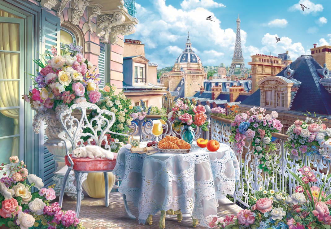 Breakfast on the Balcony in Paris Puslespil 1000 Brikker