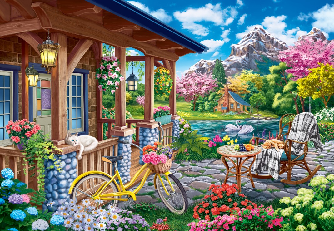 Evening House in the Mountains Puslespil 1000 Brikker