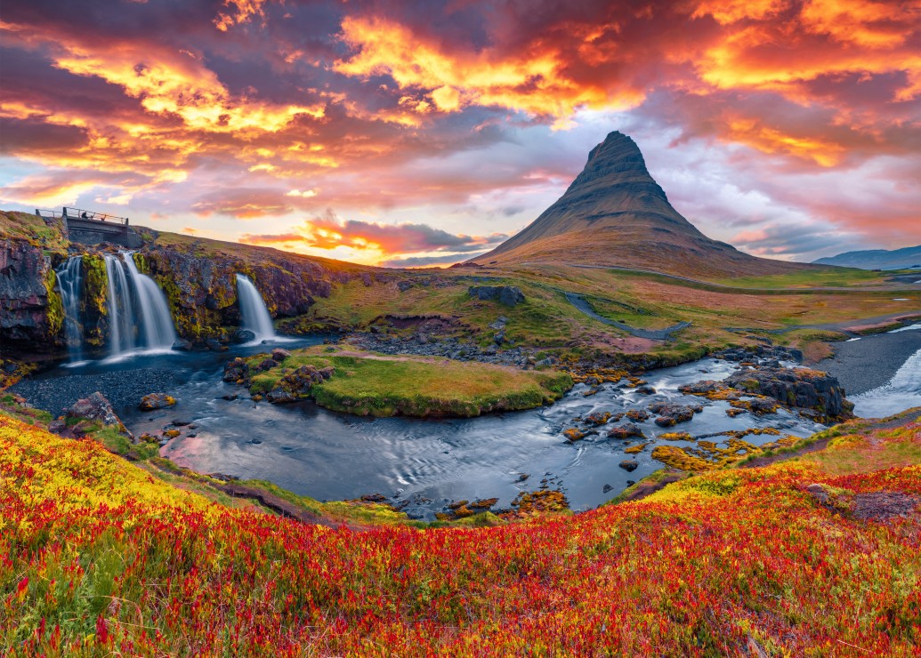 Kirkjufellsfoss Waterfall, Iceland Puslespil 500 Brikker