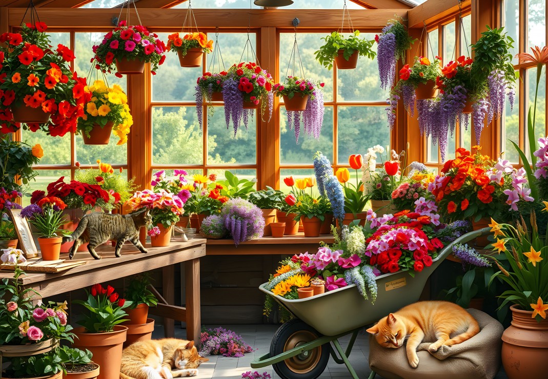 Nap in the Greenhouse Puslespil 1000 Brikker