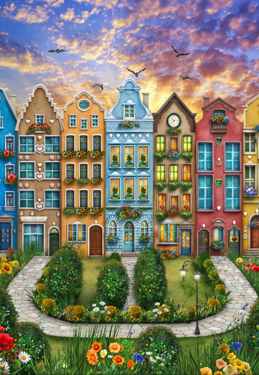Rainbow Village Puslespil 1000 Brikker
