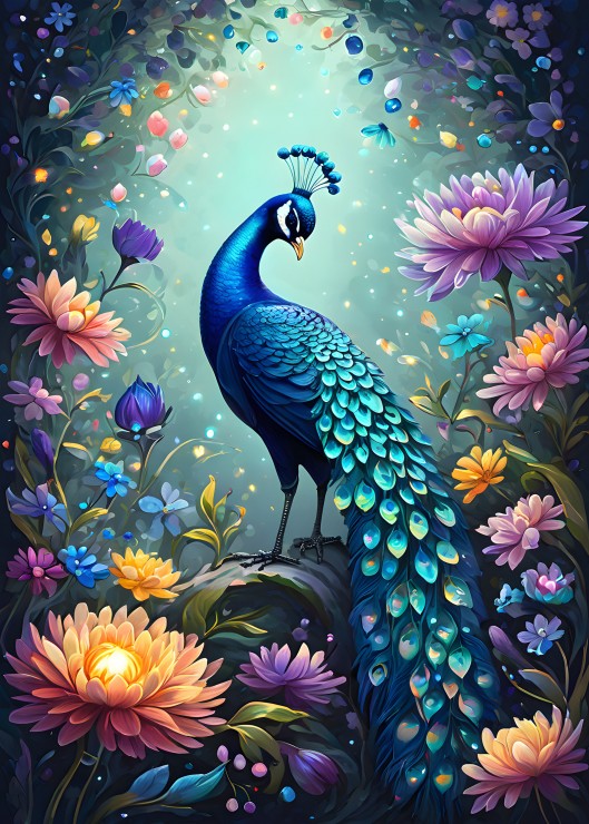 Flowers & Peacock Puslespil 500 Brikker