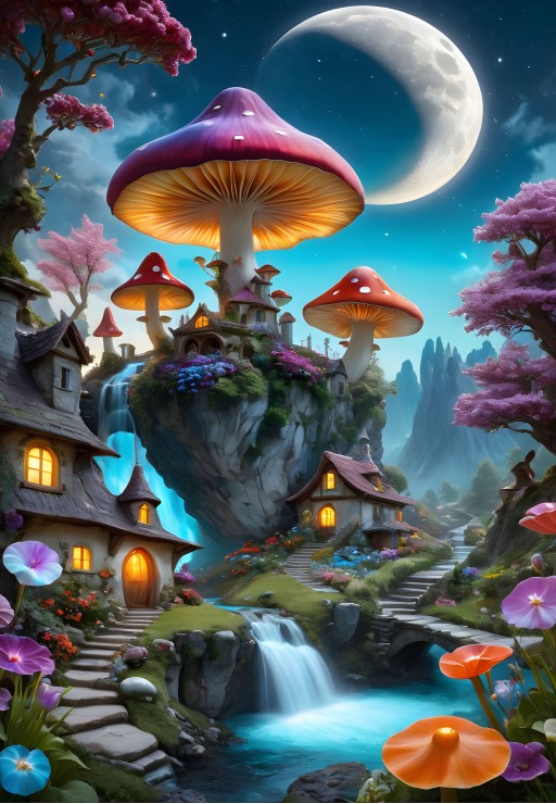 Mushroom Town Puslespil 1000 Brikker