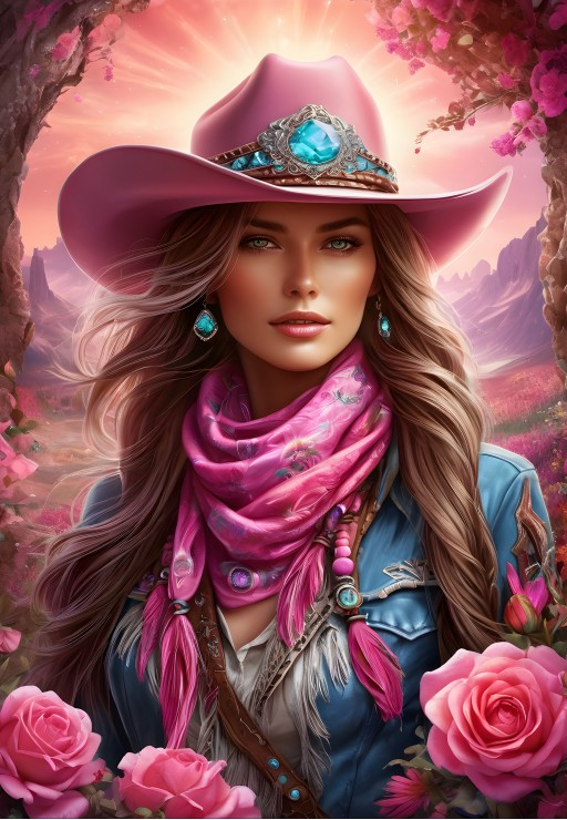 Pink Cowgirl Puslespil 1000 Brikker