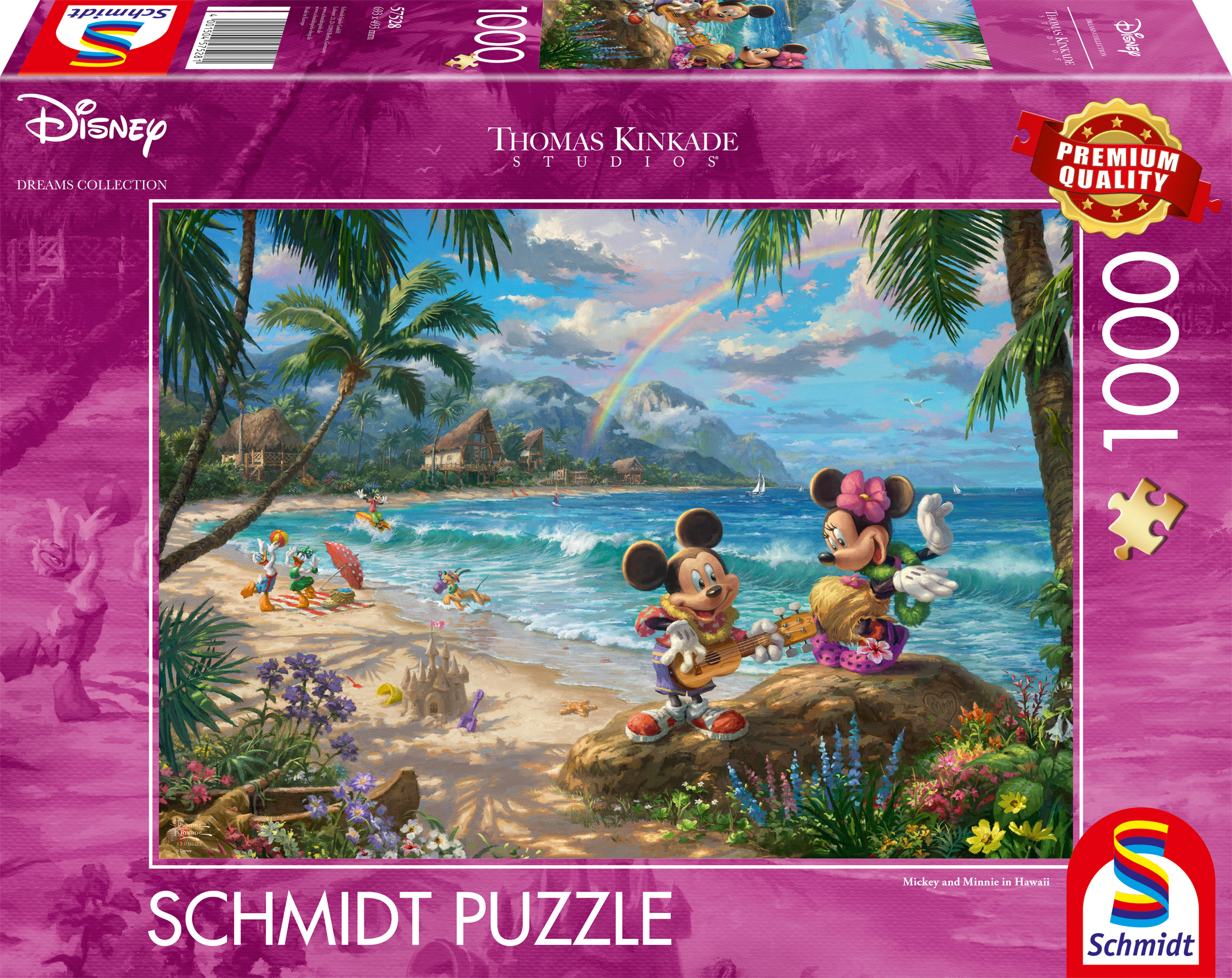 Alternative view of Mickey and Minnie in Hawaii Disney Puslespil 1000 Brikker