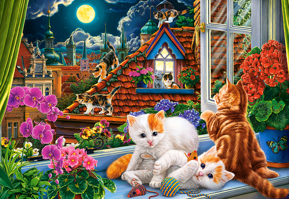 Kittens on the Roof Puslespil 1500 Brikker