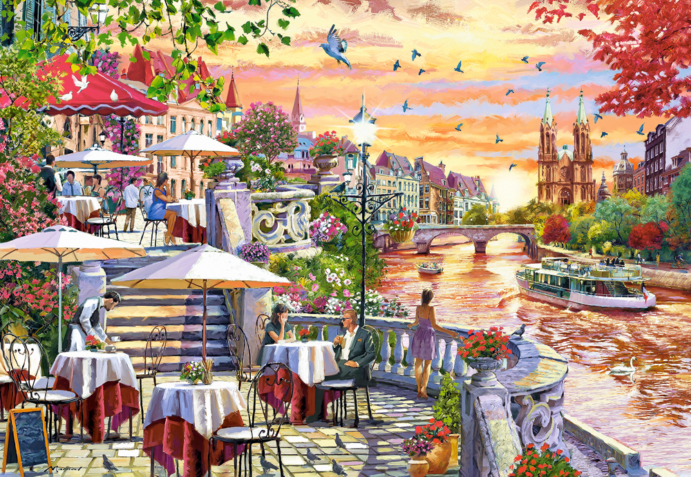 Romantic City Sunset Puslespil 1000 Brikker