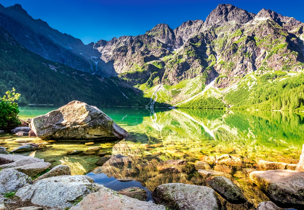 Sunrise at Morskie Oko, Tatras, Poland Puslespil 1500 Brikker