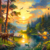 Sunset over Forest River Puslespil 3000 Brikker