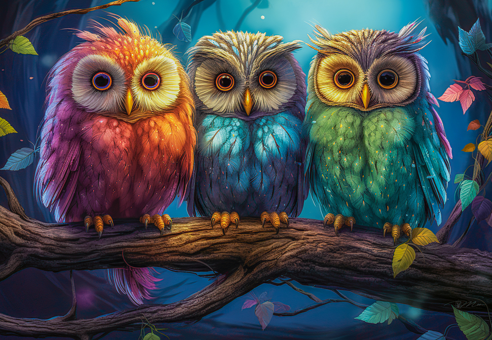 Three Little Owls Puslespil 1000 Brikker