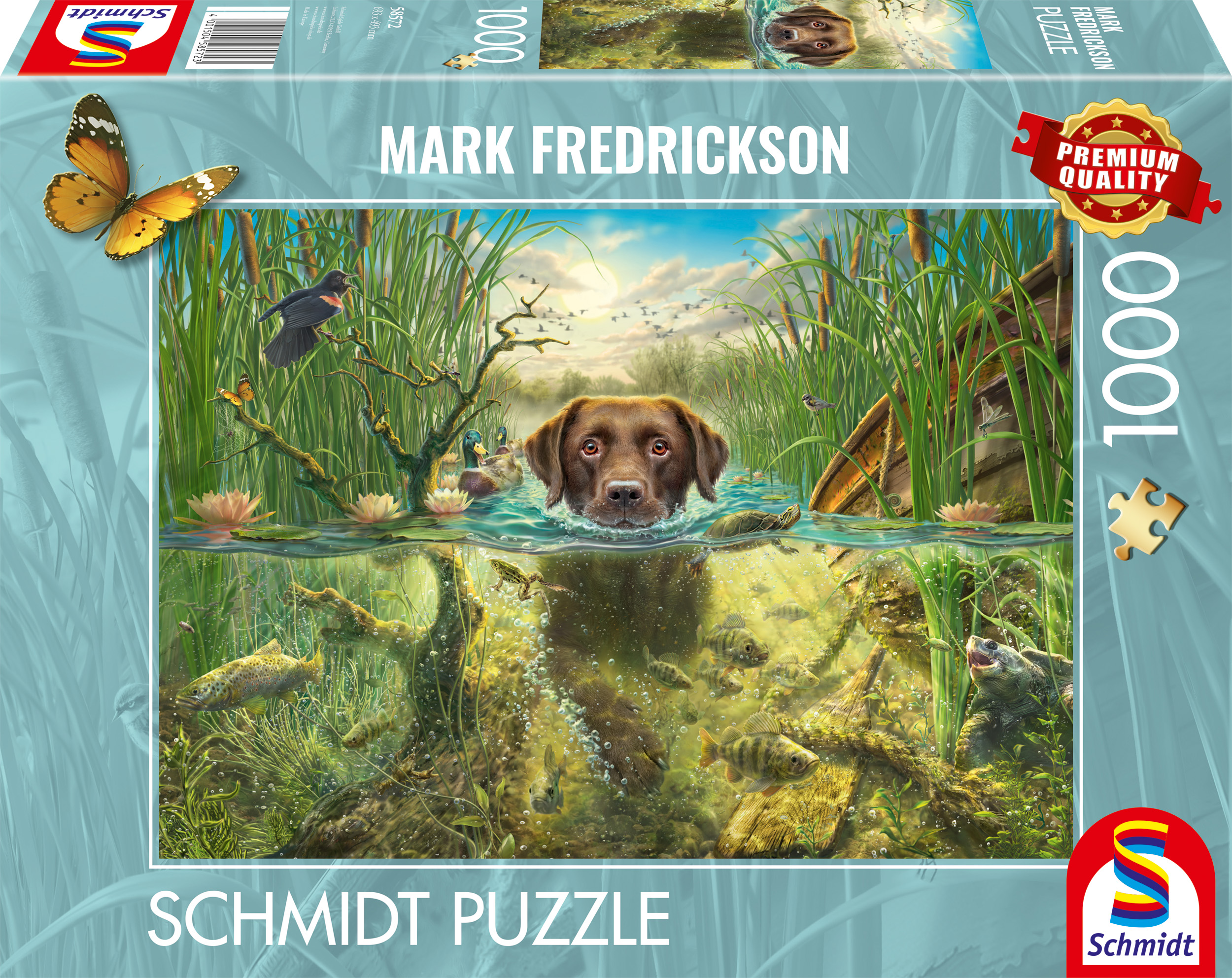 Alternative view of Brown Labrador in Cool Water Puslespil 1000 Brikker
