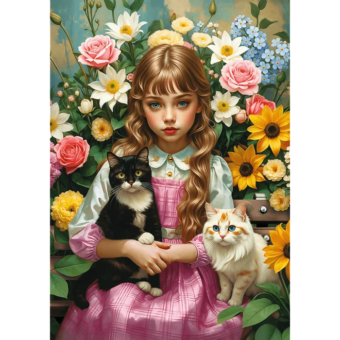 Girl with the Cats Puslespil 1000 Brikker