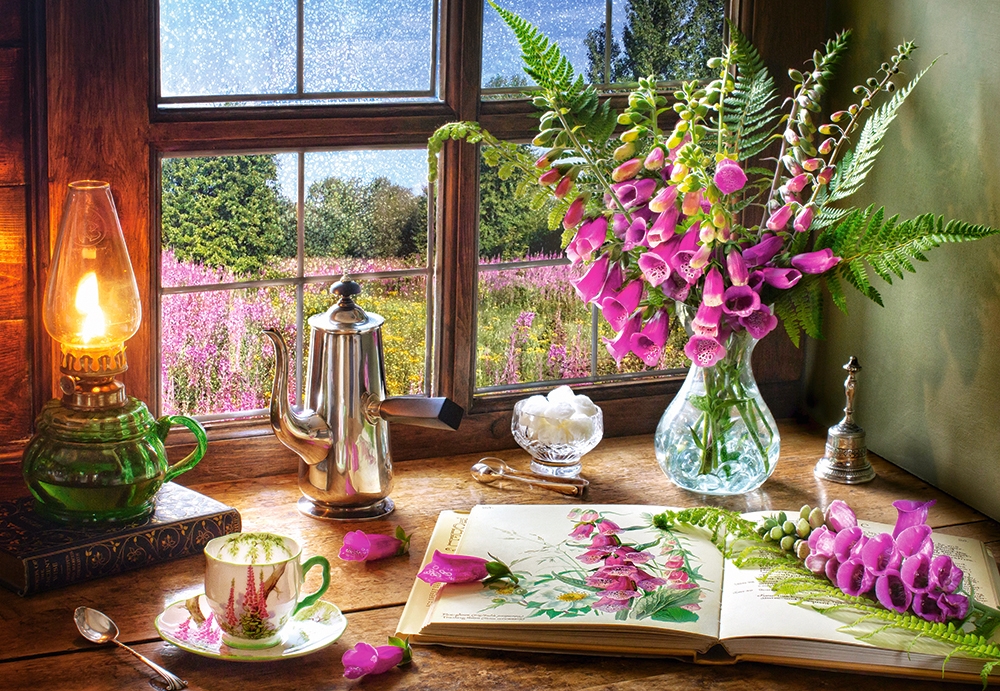 Still Life with Violet Snapdragons Puslespil 1000 Brikker