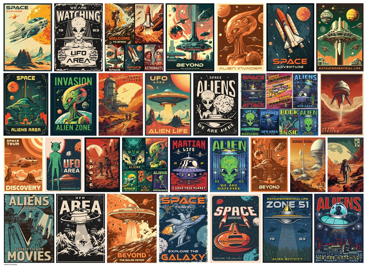 Alien Invasion Collage – Eurographics Puslespil 1000 Brikker