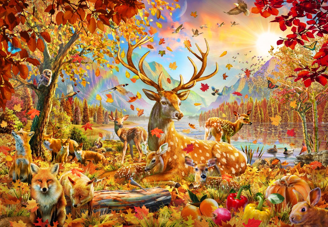 Animals in the Fall – Bluebird Puslespil med 1000 Brikker