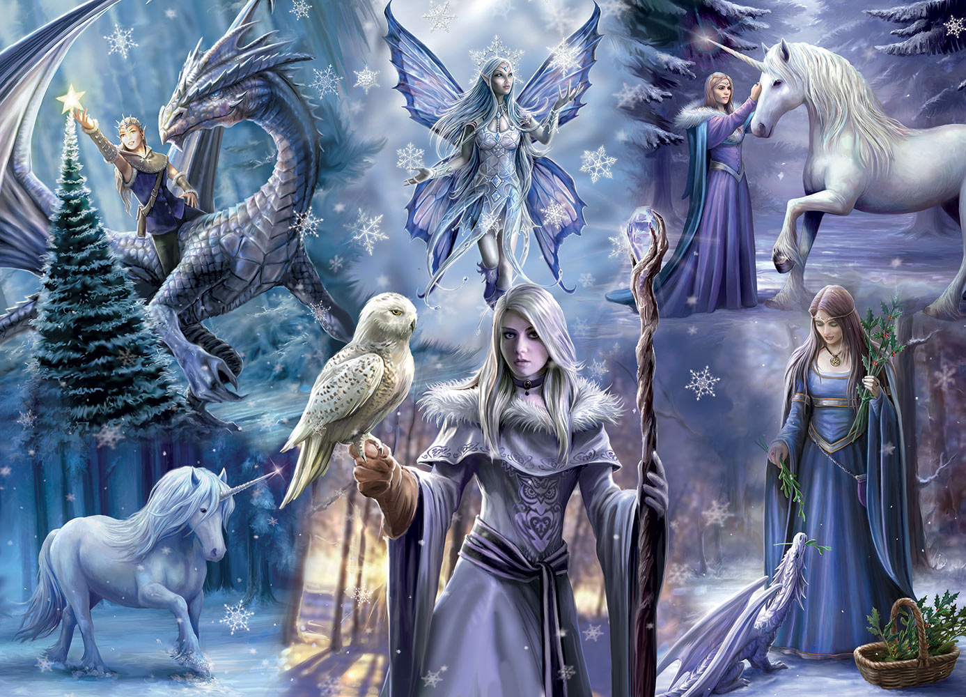 Anne Stokes Winter Fantasy – Bluebird Puslespil 1000 Brikker