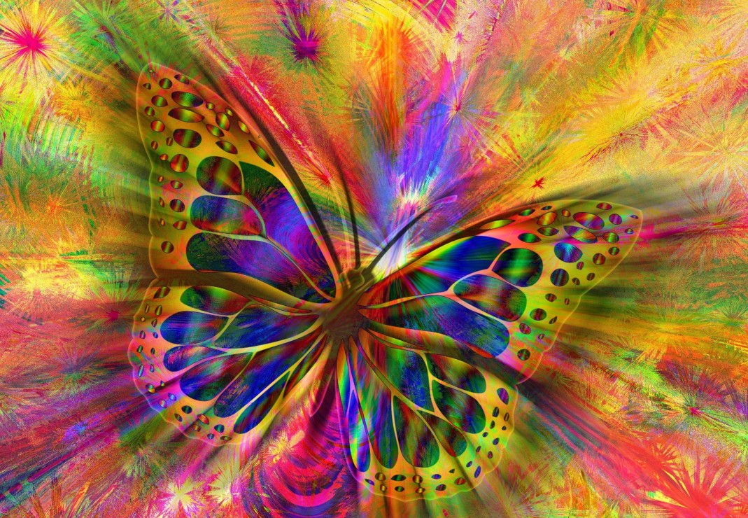 Colorful Butterfly – Bluebird Puslespil med 1000 Brikker