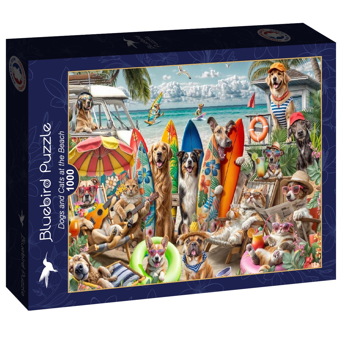 Alternative view of Dogs and Cats at the Beach Puslespil 1000 Brikker