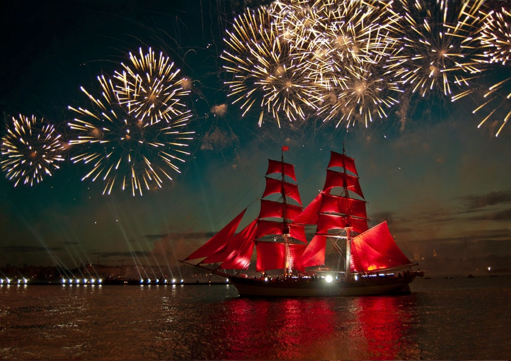 Fireworks Around a Sailboat – Bluebird Puslespil 500 Brikker