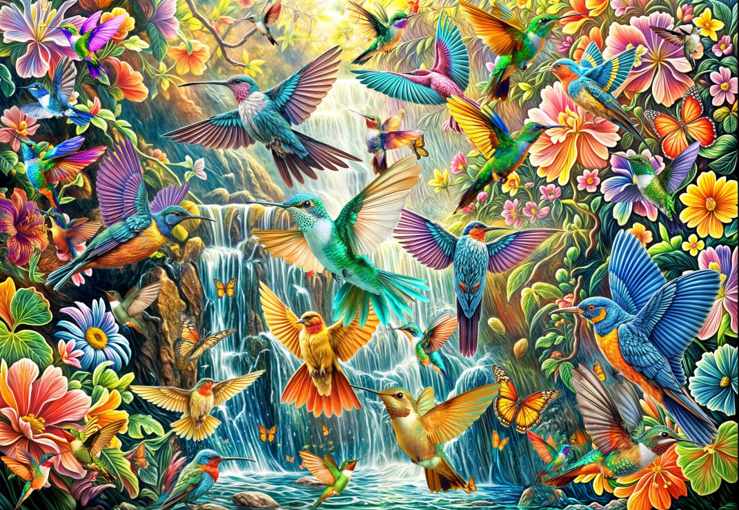 Flight of the Hummingbirds – Bluebird Puslespil med 1000 Brikker