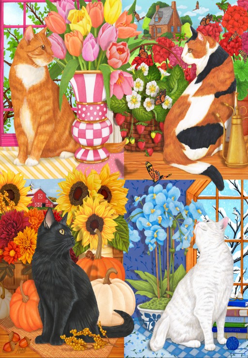 Four Seasons of Cats – Bluebird Puslespil 1000 Brikker