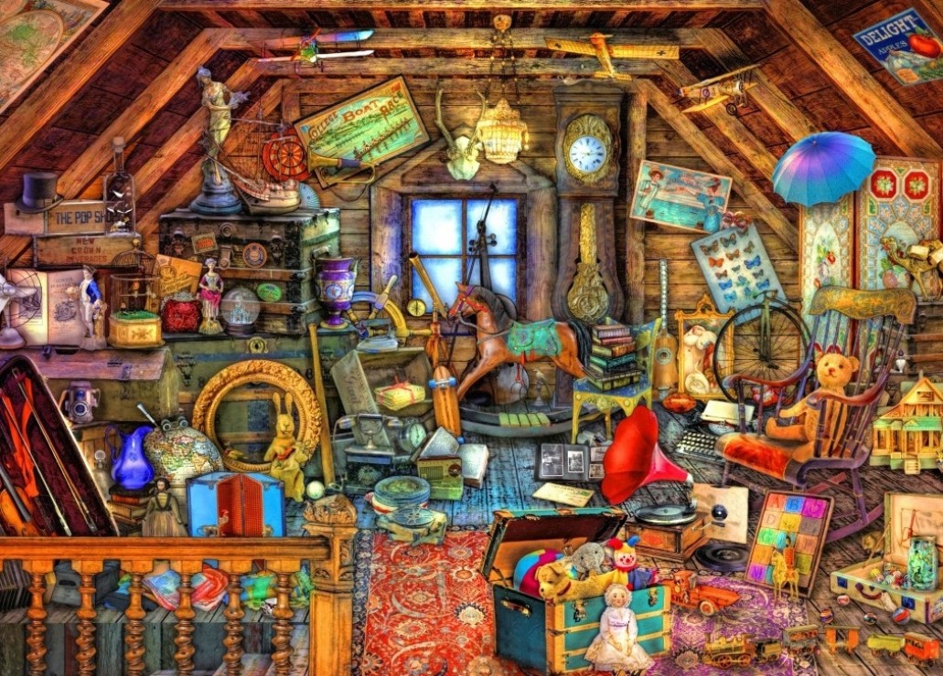 Hidden Object Attic – Bluebird Puslespil med 1500 Brikker
