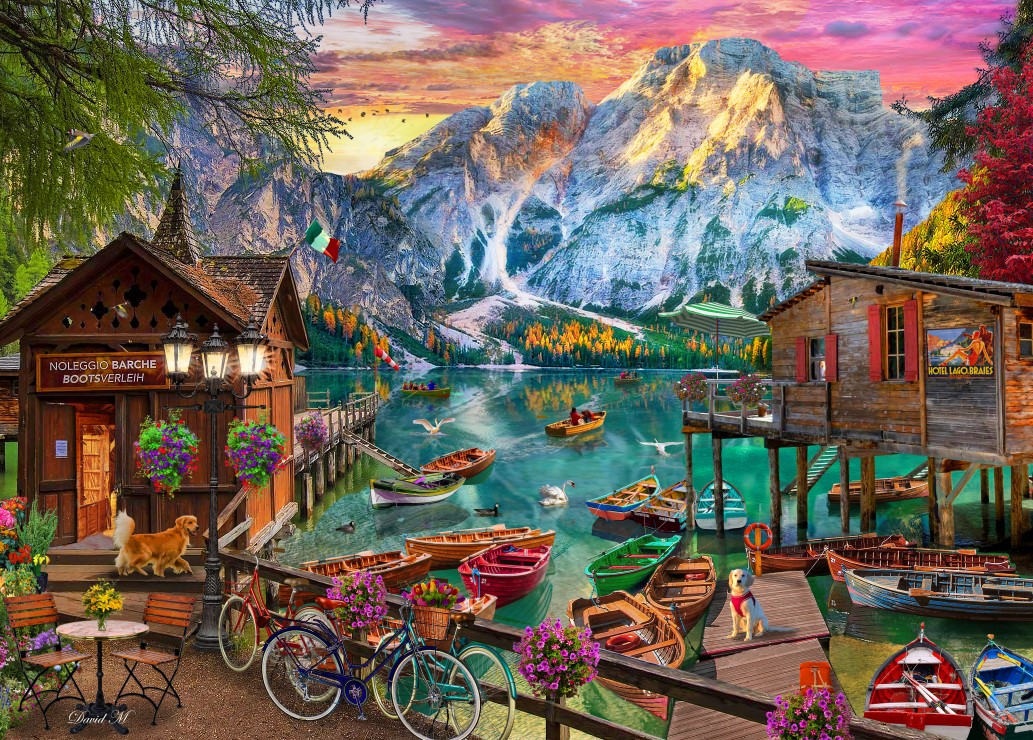 Lago di Braies, Italy – Bluebird Puslespil med 500 Brikker