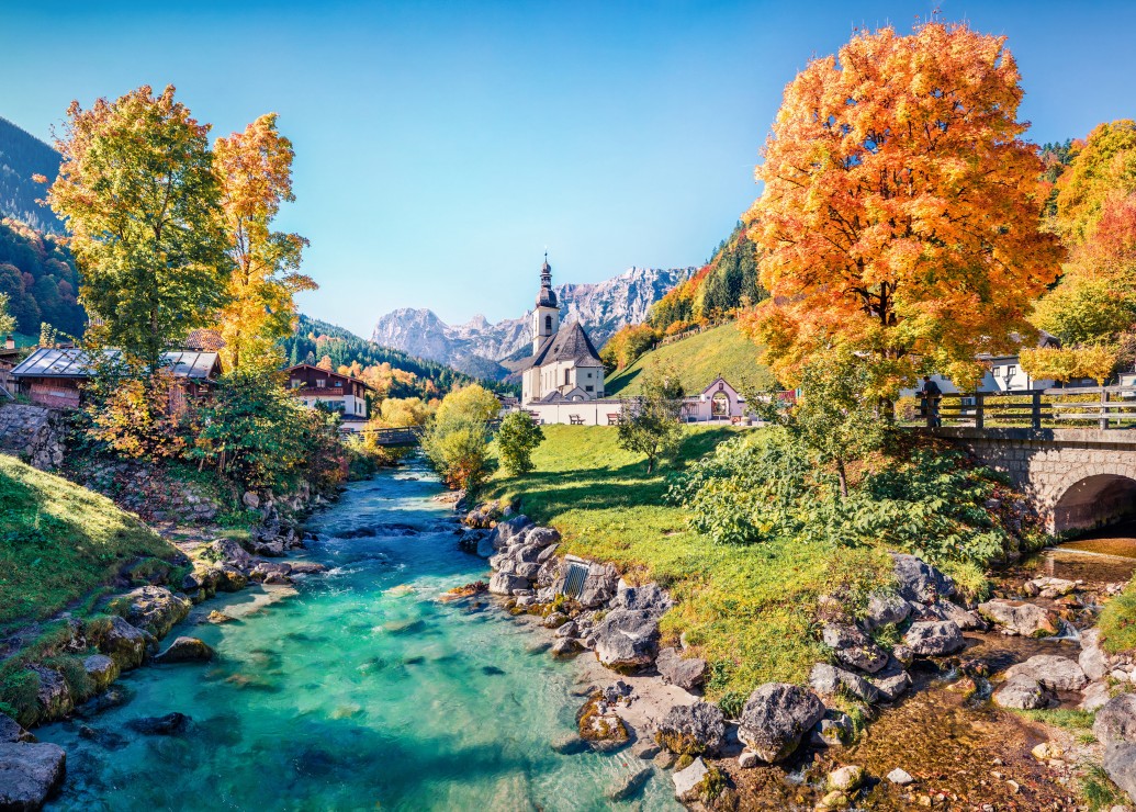 Ramsau in Autumn – Bluebird Puslespil med 500 Brikker