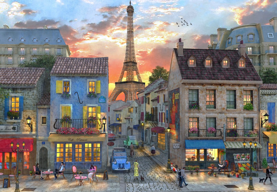 Streets of Paris – Bluebird Puslespil med 1000 Brikker