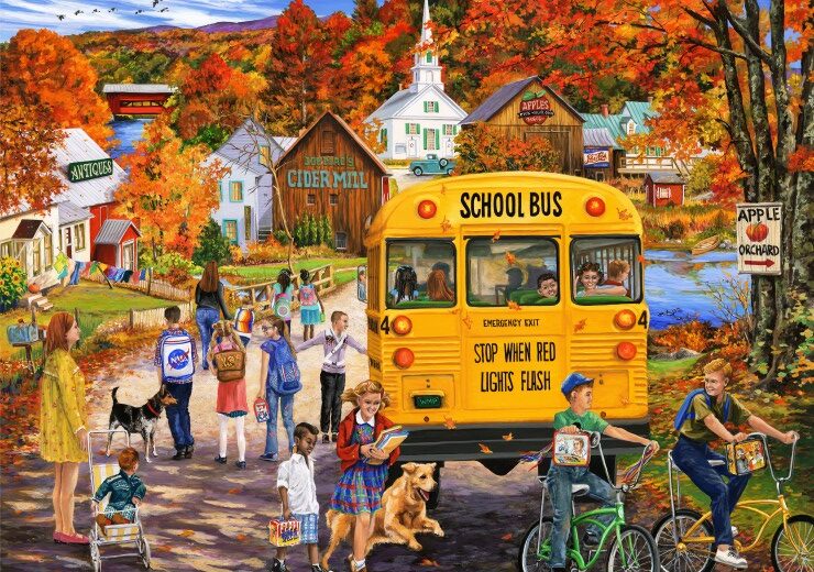 The School Bus – Bluebird Puslespil med 2000 Brikker