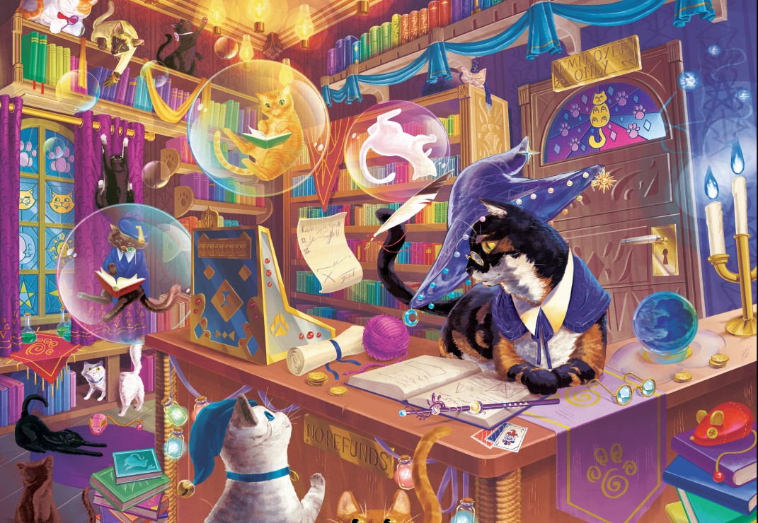 Wizard Cat Bookshop – Bluebird Puslespil med 1000 Brikker