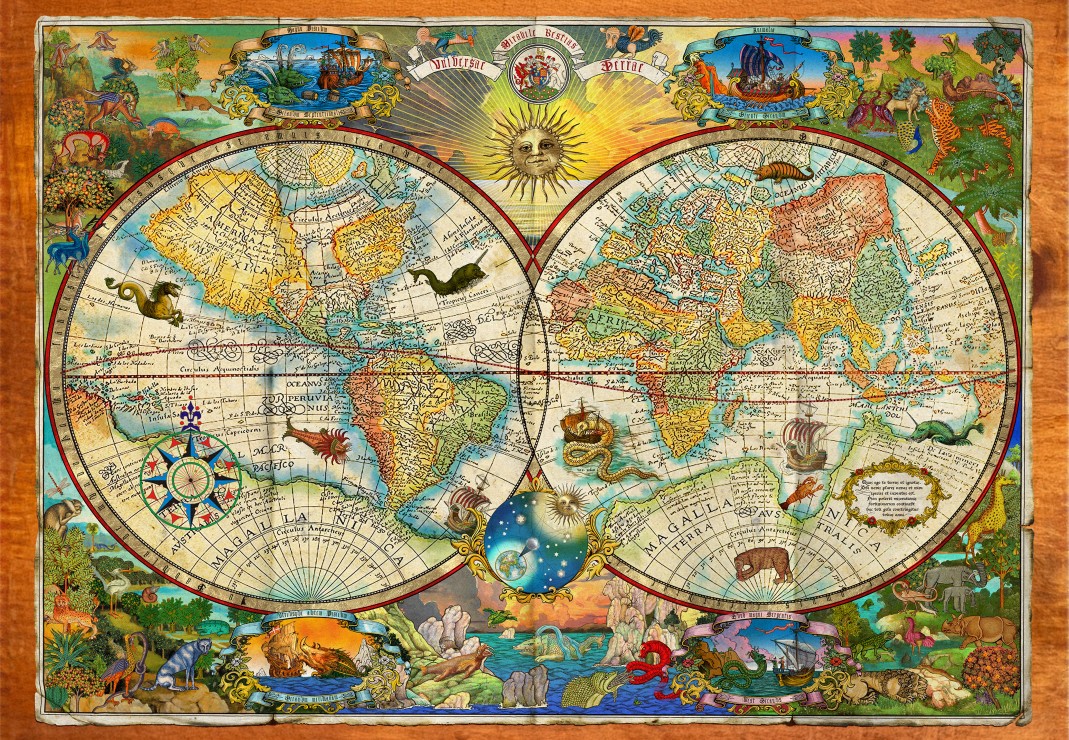 Creatures of the Earth Map – Grafika Puslespil 1000 Brikker