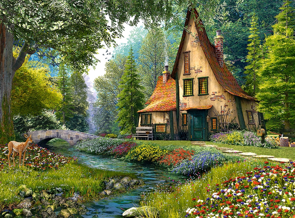Toadstool Cottage – Castorland Puslespil med 2000 Brikker