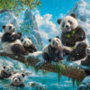 Pandas Winter Fun – Castorland Puslespil med 2000 Brikker