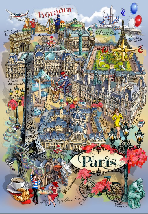 Paris Collage – Grafika Puslespil 1000 Brikker