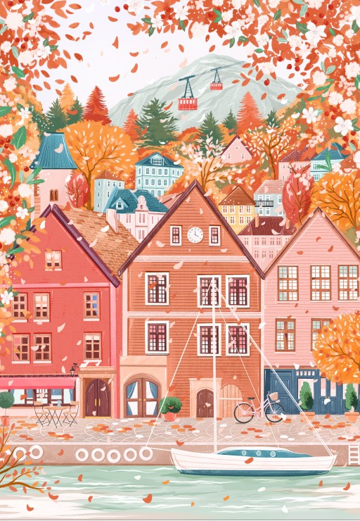Bergen – Pieces & Peace Puslespil 1000 Brikker