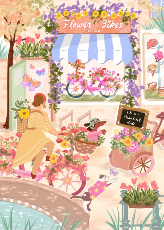 Flower Bikes – Pieces & Peace Puslespil 500 Brikker