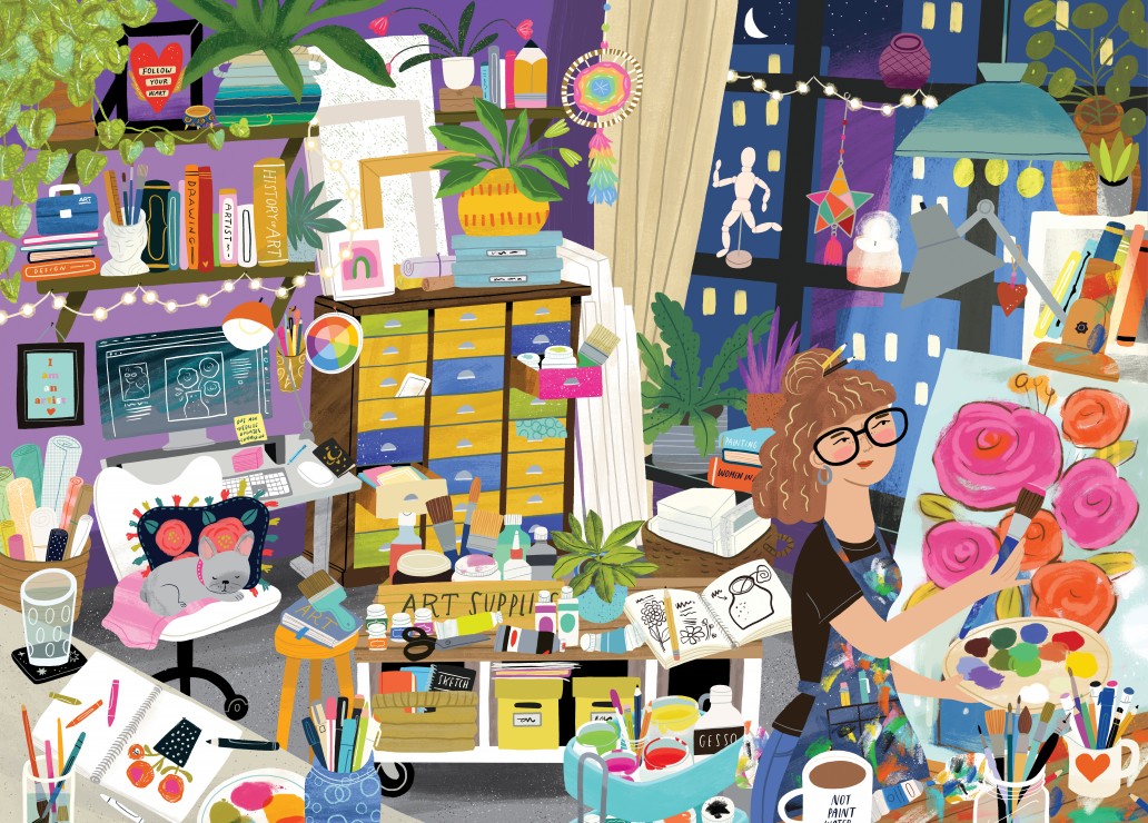 My Happy Place Is in the Art Studio – Puslespil 1000 Brikker