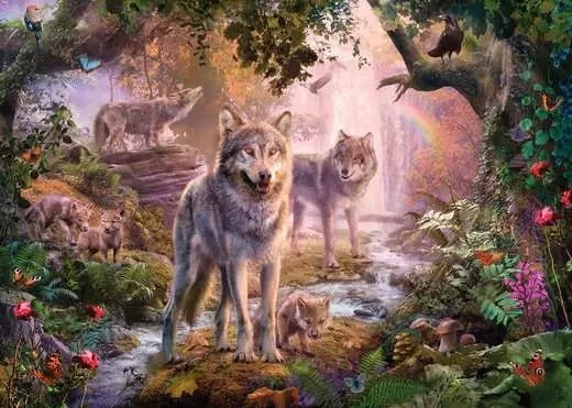 Wolf Family in Summer – Ravensburger Puslespil med 1000 Brikker
