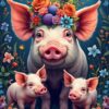 Pig Family Out for a Walk – Alipson Puslespil 1000 Brikker
