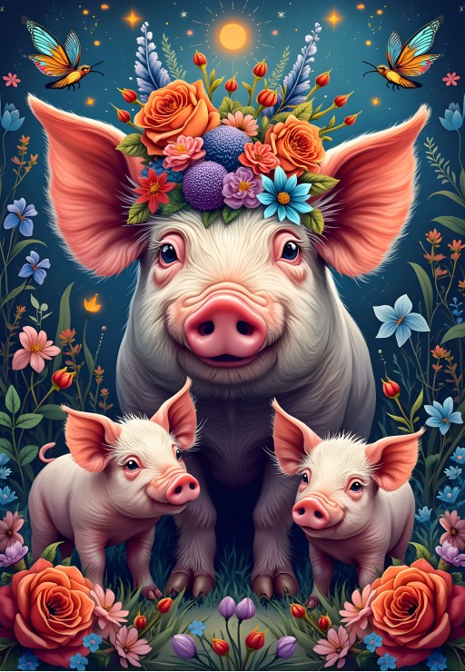 Pig Family Out for a Walk – Alipson Puslespil 1000 Brikker