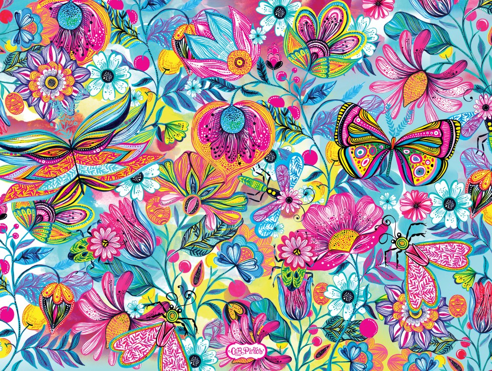 Fleurs et Papillons – Bluebird Puslespil 1000 Brikker